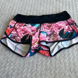 Lululemon floral design workout shorts.